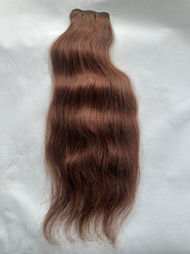 Indian Remy Human Hair Extensions, 18”, Naturally Straight Weft, Chestnut, 100g - Next Day Shipping!