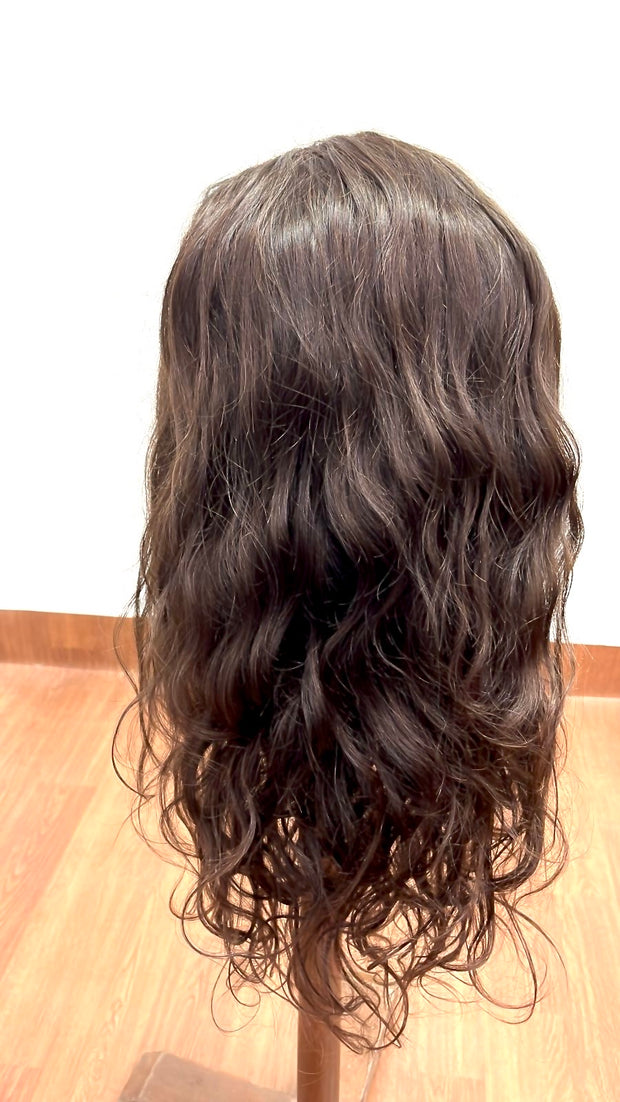 real human hair wig brown wavy