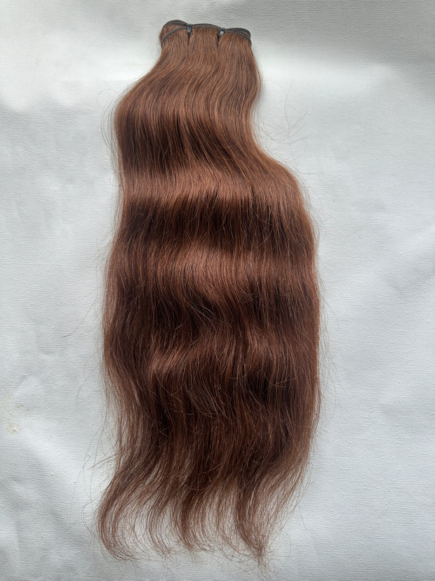 Indian Remy Human Hair Extensions, 18”, Naturally Straight Weft, Chestnut, 100g - Next Day Shipping!