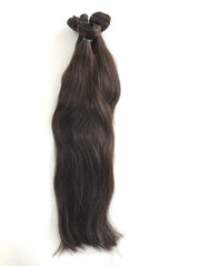 European Remy Human Hair Extensions, 18", Virgin Dark Brown, Straight, Weft Hair Extensions - Next Day Shipping