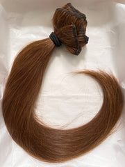 European Remy Human Hair Extensions, 20", Chestnut, Straight, Clip In Hair Extensions - Next Day Shipping