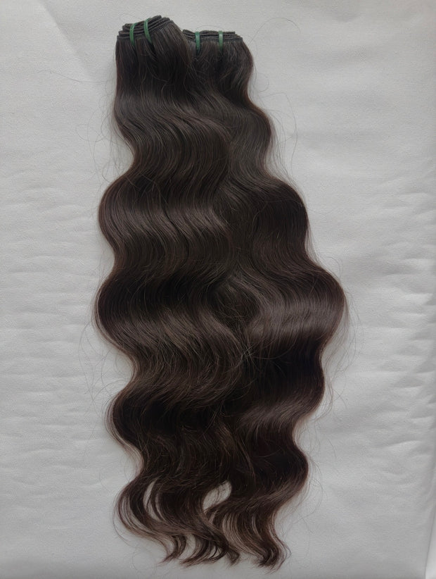 Indian Remy Human Hair Extensions, Virgin Uncoloured, 20”, Bodywave, Weft, Dark Brown, 100g - Next Day Shipping!