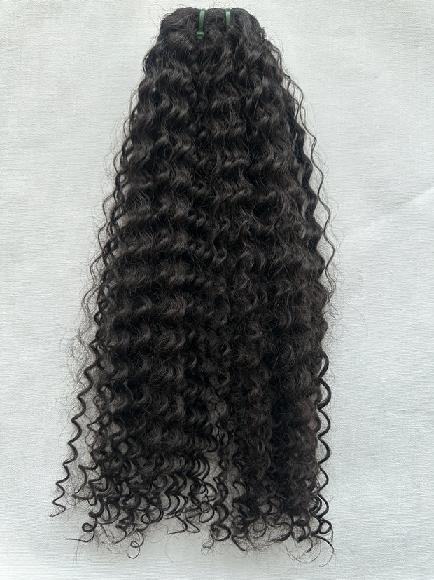 Indian Remy Human Hair Extensions, Virgin Uncoloured, 20”, Deepwave Spiral Curl, Weft, Dark Brown, 100g - Next Day Shipping!