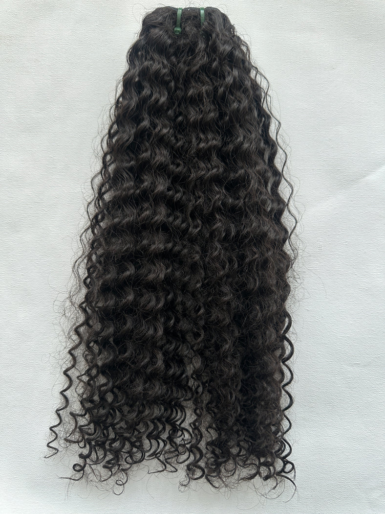 Indian Remy Human Hair Extensions, Virgin Uncoloured, 20”, Deepwave Spiral Curl, Weft, Dark Brown, 100g - Next Day Shipping!