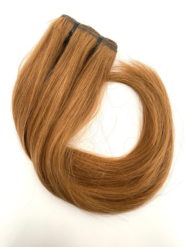 European Remy Human Hair Extensions, 20", Caramel, Straight, Weft Hair Extensions - Next Day Shipping